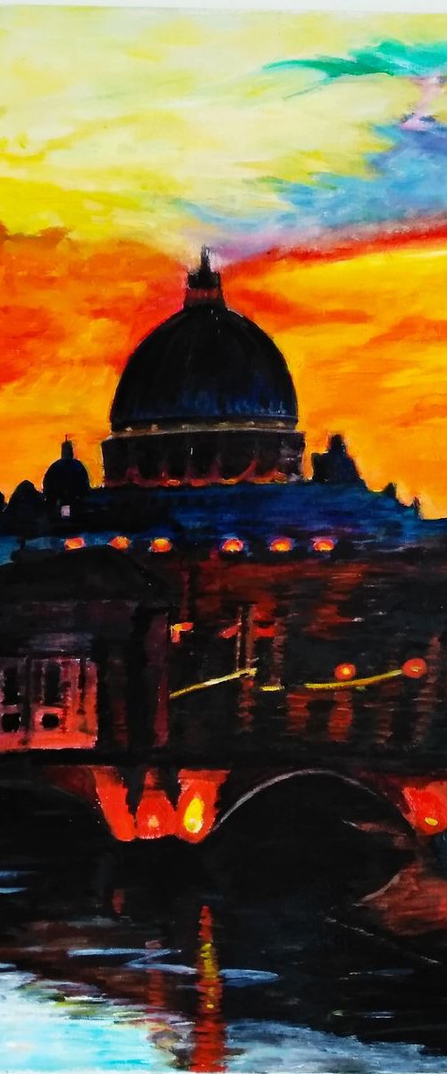 Sunset on Roma - cityscape - by Isabelle Lucas