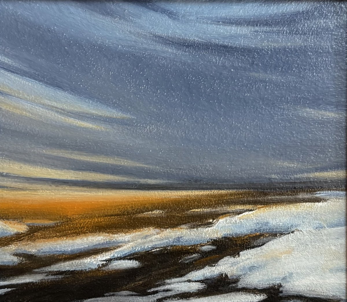 Impressionistic Landscape Oil Painting By Daiva Karaliute, 9 X 8, Winter Study Ii, Original Artwork