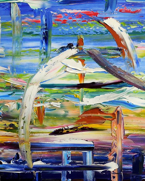 Peschereccio con gabbiani  Olio su tela 50x90cm by Antonino Puliafico