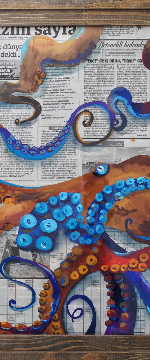 Octopus on the newspaper by Delnara El