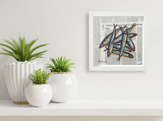 Mixed Anchovies on Newspaper