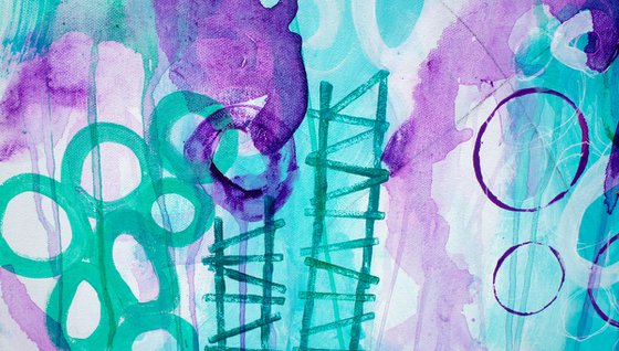 Aqua and Purple Abstract Painting