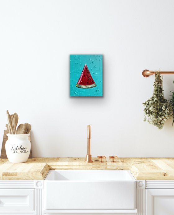 Watermelon on mint blue
