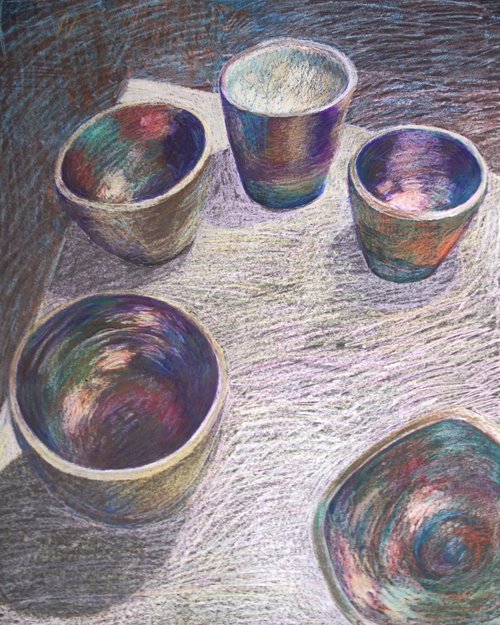 Five Raku Bowls by Elizabeth Anne Fox