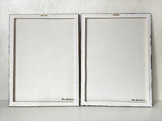 White and gold diptych