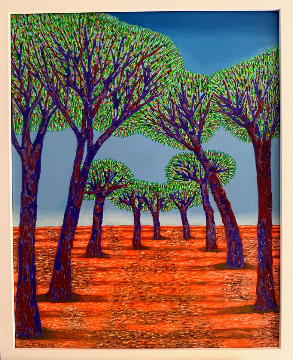 Surrealistic Landscape Painting By Stefano Pallara, 17 X 20", Becoming And Dissolving N.3, Original Artwork