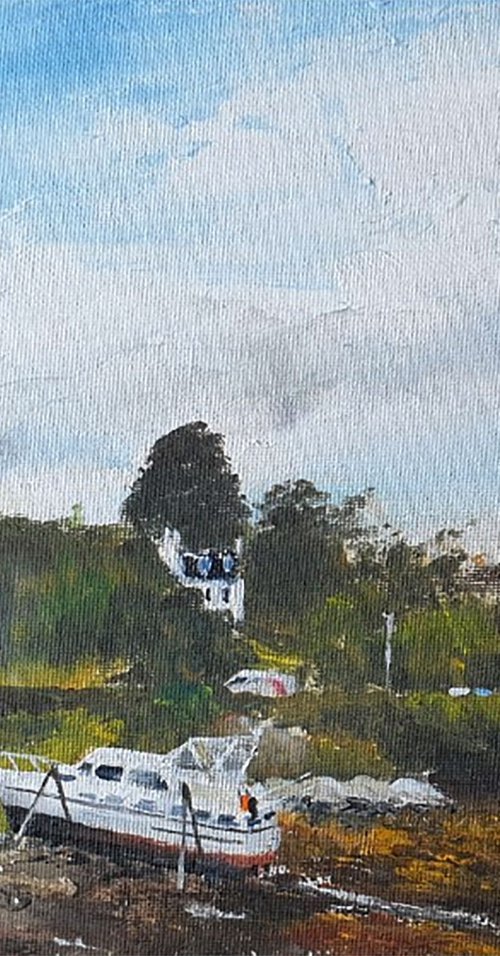 Boat Yard Tarbert Scottish Landscape Painting by Stephen Murray
