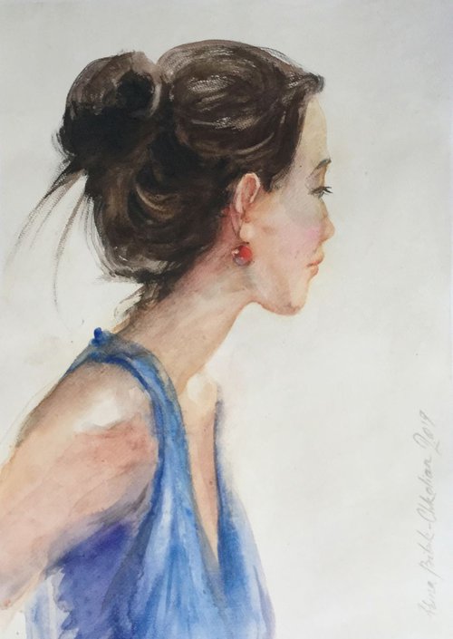 Girl with a Red Earring by Irina Bibik-Chkolian