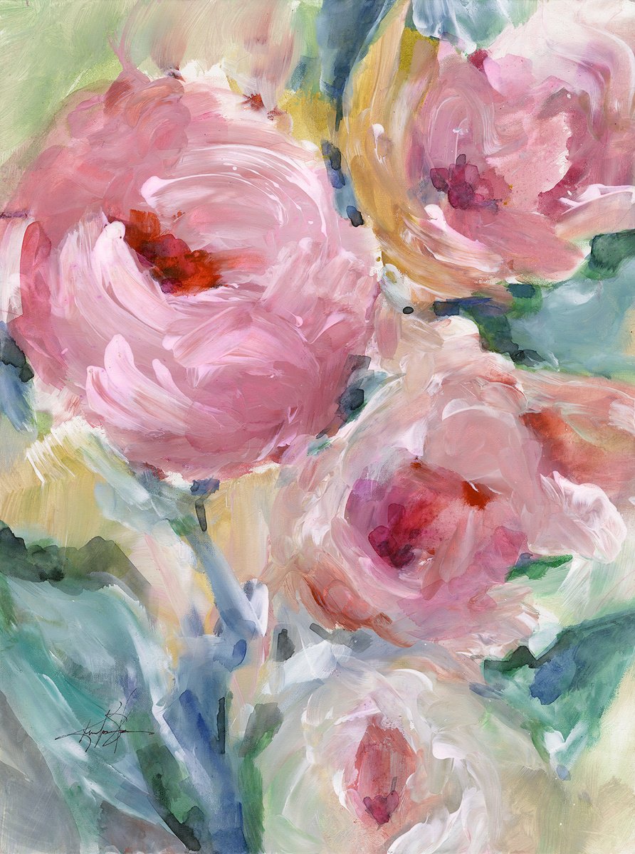 Soft Blooms 3 Mixed-media painting by Kathy Morton Stanion | Artfinder