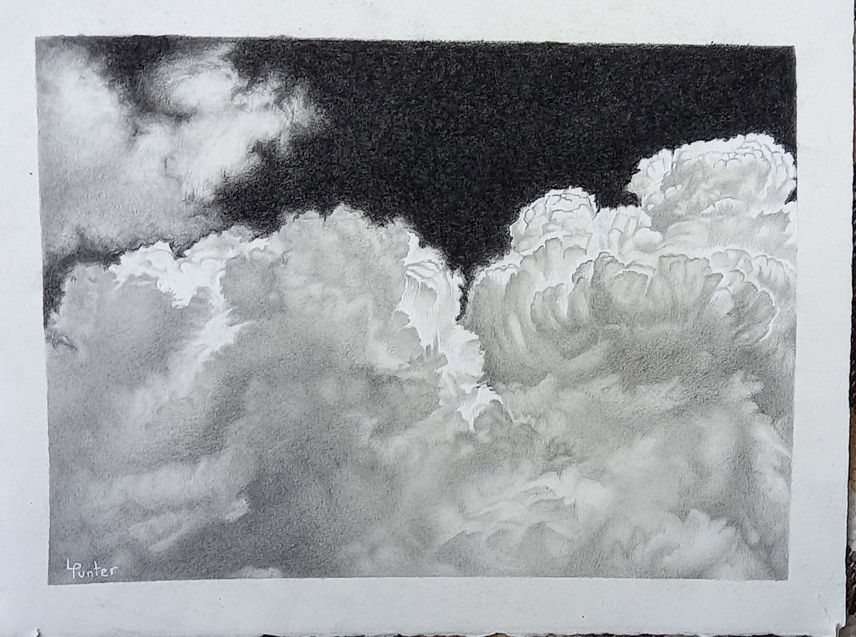 Graphic Pencil Drawing , Cloudscape 1 By Lisa Punter, 15 X 11, Artwork For Sale On Artfinder