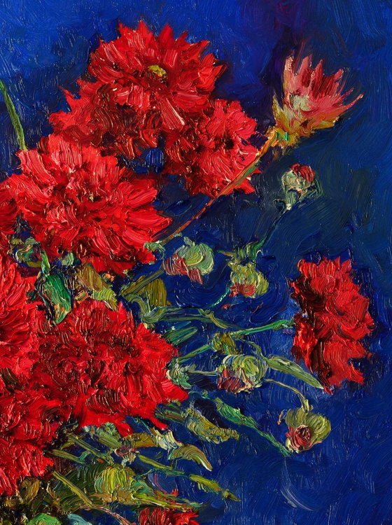 Red Georginas in a Vase