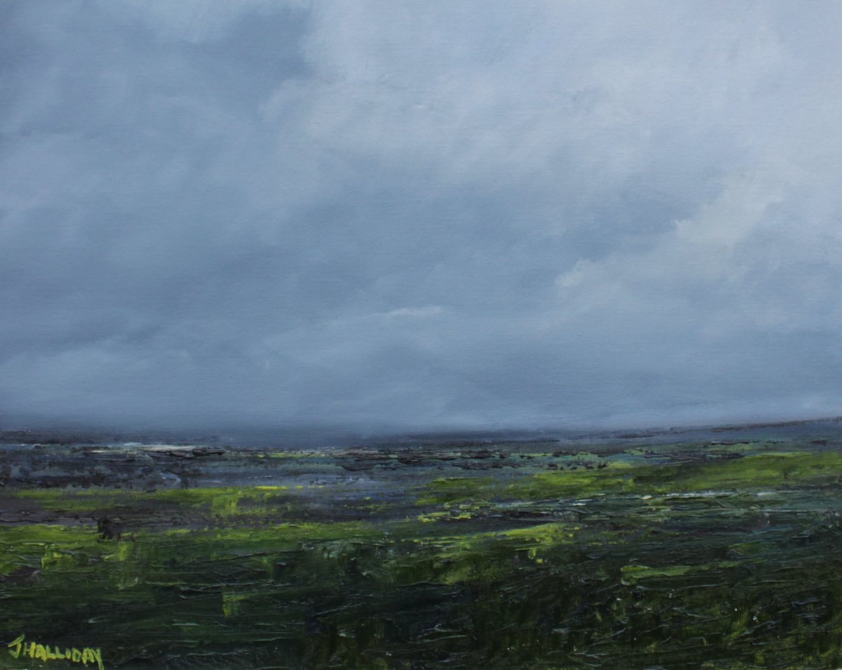 Impressionistic Landscape Oil Painting By John Halliday, 18 X 14, After The Rain Clears, Original Artwork