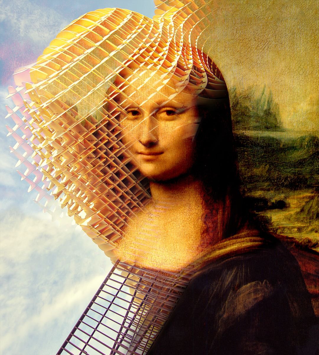 Illustrative Portrait Photograph By Srdjan Jevtic, 35 X 39", Mona Lisa-The New Times, Original Artwork