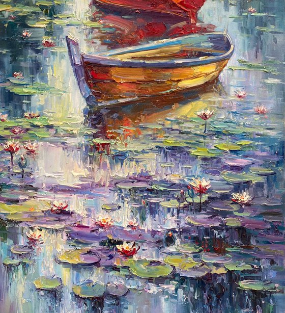 "Morning Water-Lilies"original oil painting by Artem Grunyka