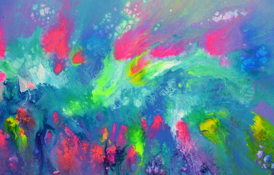 FREE SHIPPING - Happy Harmony X - 150x60 cm - Big Painting XXXL - Large Abstract, Supersized Painting - Ready to Hang, Hotel Wall Decor