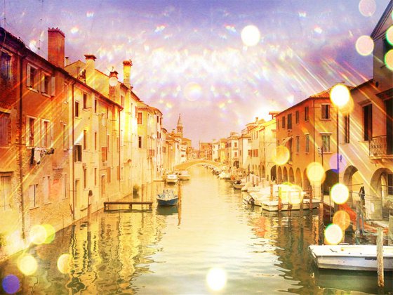 Venice sister town Chioggia in Italy - 60x80x4cm print on canvas 00705m1 READY to HANG