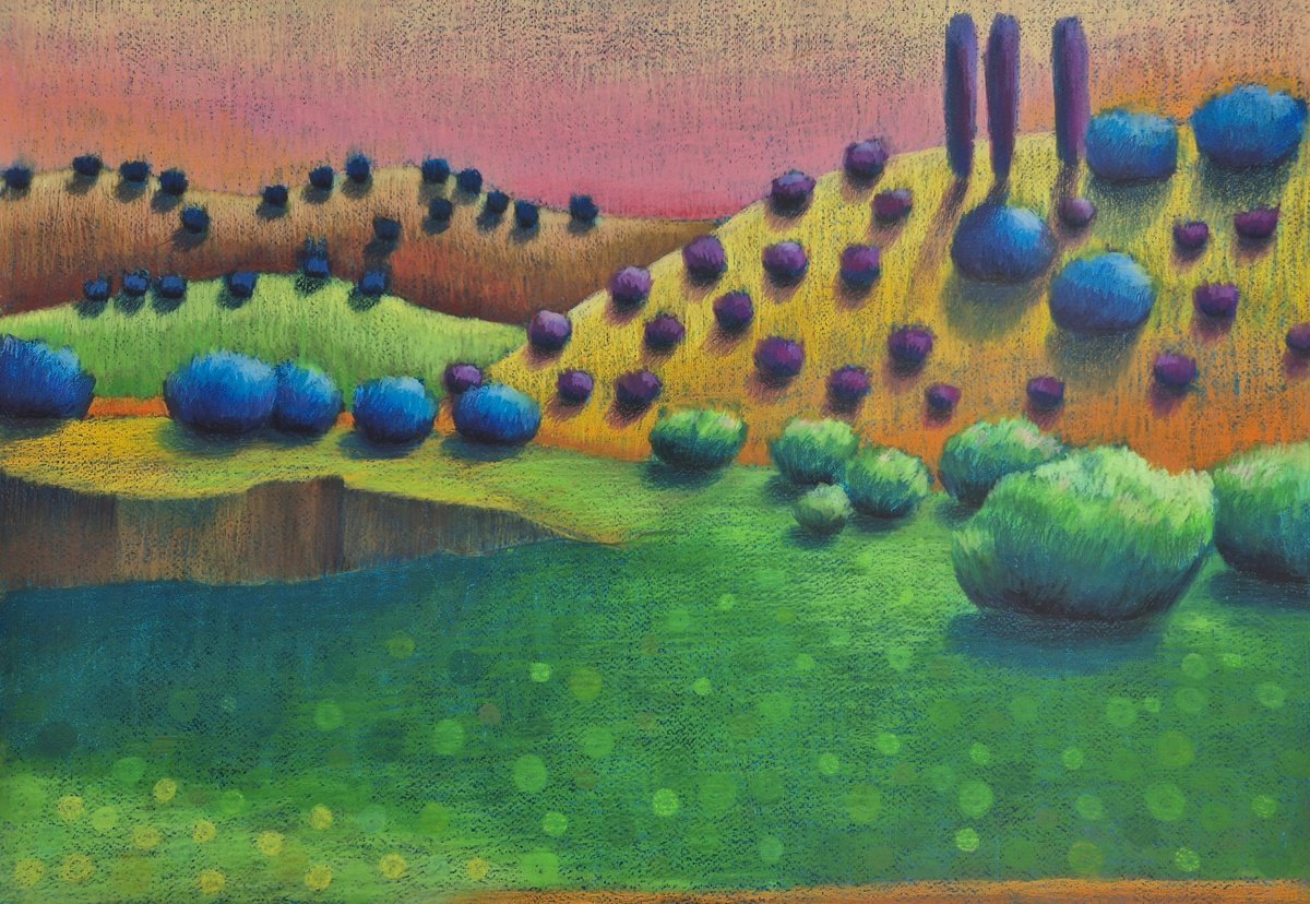 Impressionistic Landscape Painting By Gitti Gv, 32 X 24, On The Way To The Mountains, Original Artwork