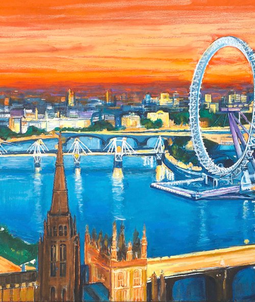 London Panoramic view Big Ben to London Eye by Patricia Clements