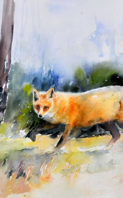 SILENT RUN original watercolour 46x32 by Beata van Wijngaarden