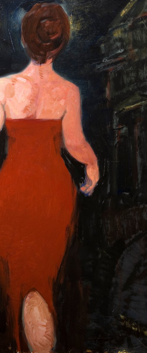woman in red dress by Olivier Payeur