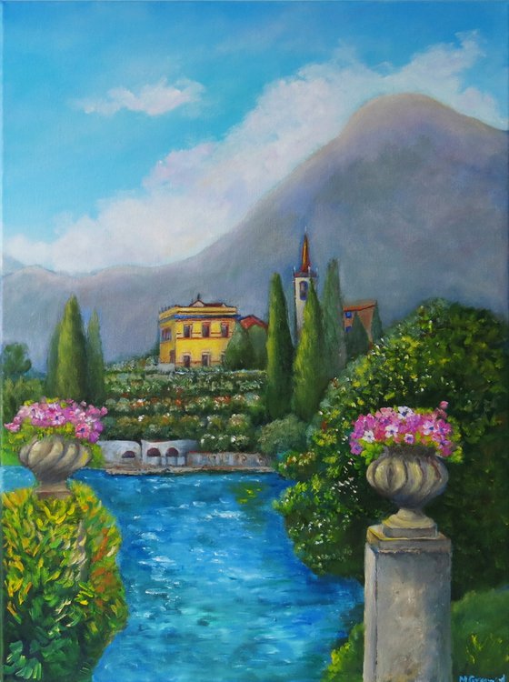 View of Villa Monastero from Villa Cipressi, Lake Como, Italy