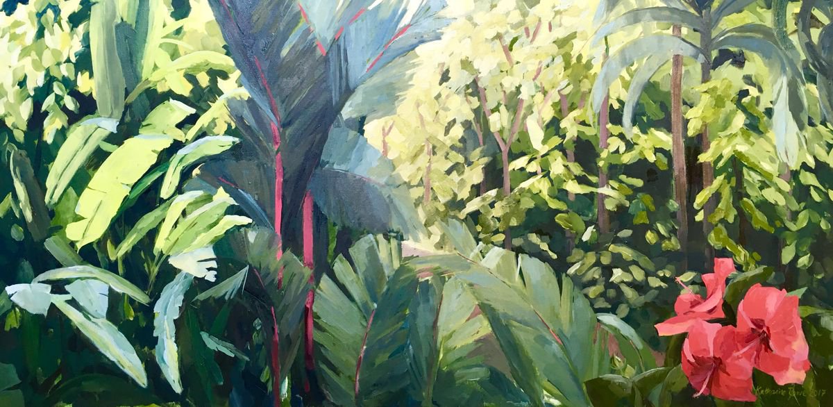 Costa Rican Jungle with Hibiscus Flowers by Katharine Rowe