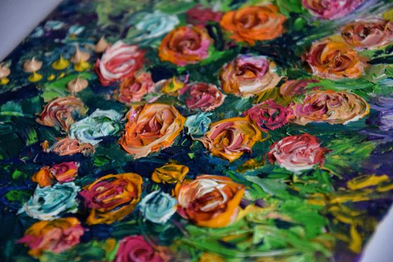 Original floral oil painting Roses splash