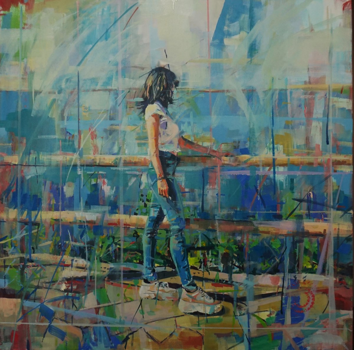 Impressionistic Landscape Painting By Amaya Fernandez Fariza, 32 X 32, Looking Out To Sea, Original Artwork