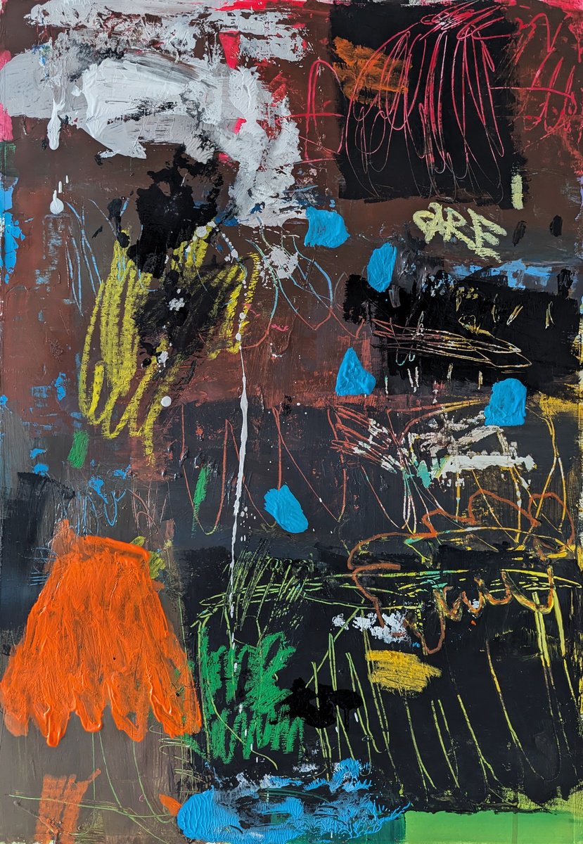 Abstract Painting By Jenny Furman, 19 X 27, Electric Soil, Original Artwork