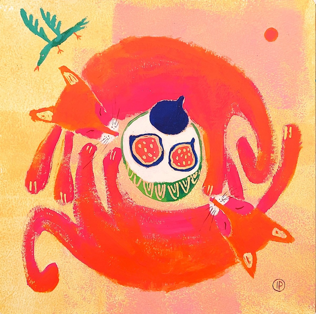 Impressionistic Animal Acrylic Painting By Irina Plaksina, 10 X 10, Dreams, Original Artwork