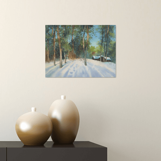 Winter Landscape painting watercolor