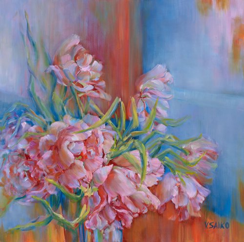 "Tulips in Vase", 30" x 30" by vera saiko
