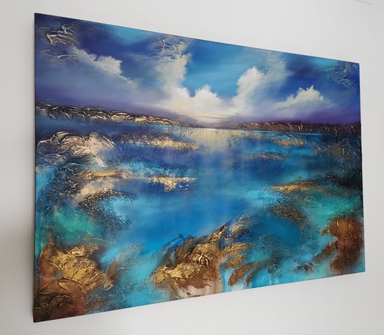 A beautiful large modern abstract figurative seascape painting "Wonderland"