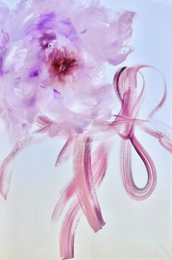 TOWARDS LOVE - Delicate abstraction. Light pink. Flower. Bow. Gift. Beloved. Affectionate.
