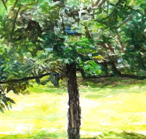 Green Tree Watercolor Painting