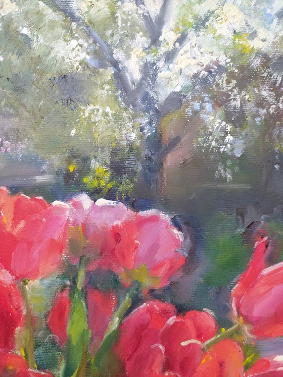 Tulips on a table