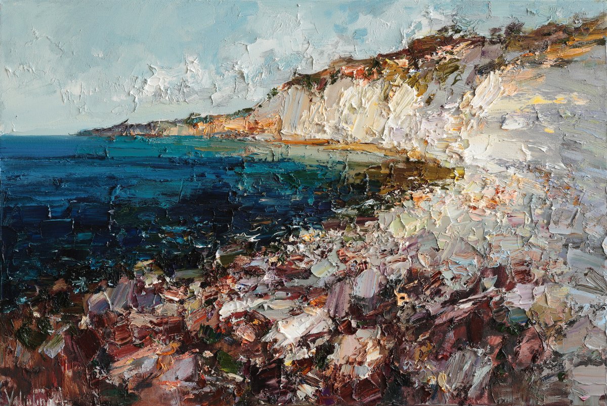 Rocky Shore By Anastasiia Valiulina, 24 X 16, Artwork For Sale On Artfinder