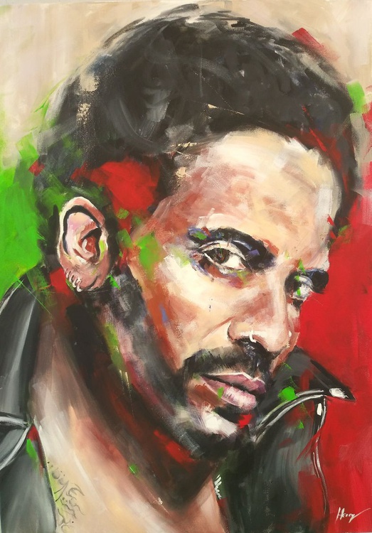 Lenny Kravitz Portrait Acrylic On Canvas 70x50 Artfinder
