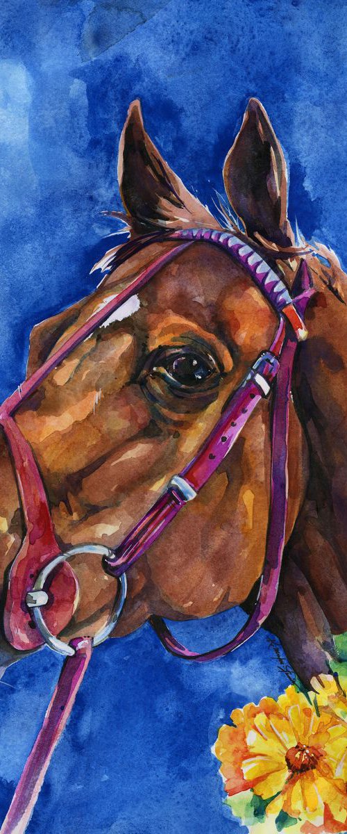 Secretariat Painting, Large Race Horse Watercolor Art, Original Painting by Kathy Morton Stanion EBSQ by Kathy Morton Stanion