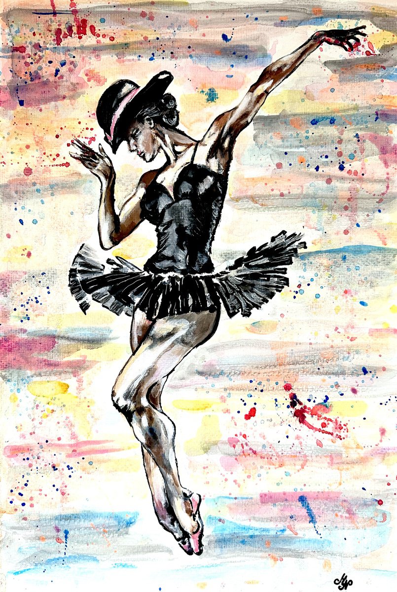 Expressive Portrait Acrylic Painting By Misty Lady - M. Nierobisz, 13 X 19", Dancing In The Shadows, Original Artwork