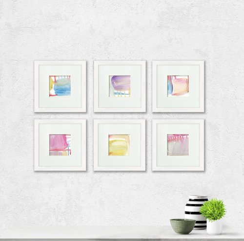 Soft Whispers Collection 2 - Set of 6 Abstract Paintings in Mats by Kathy Morton Stanion by Kathy Morton Stanion