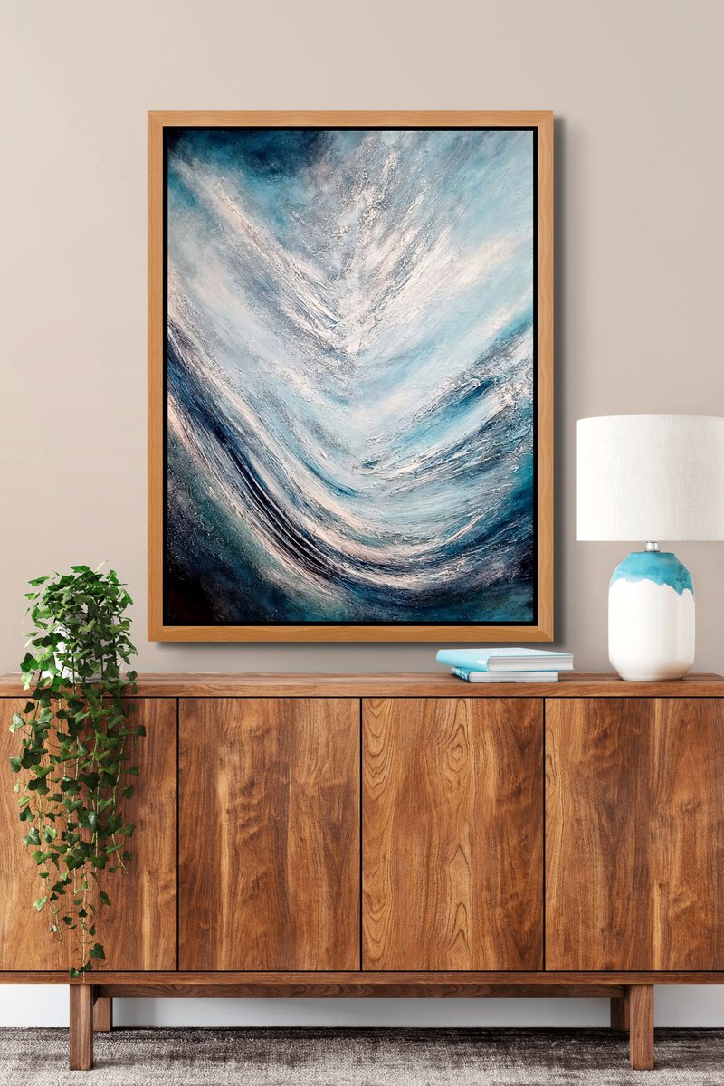 Abstract Acrylic Painting By Alexandra Petropoulou, 35 X 47, Salty Water, Original Artwork