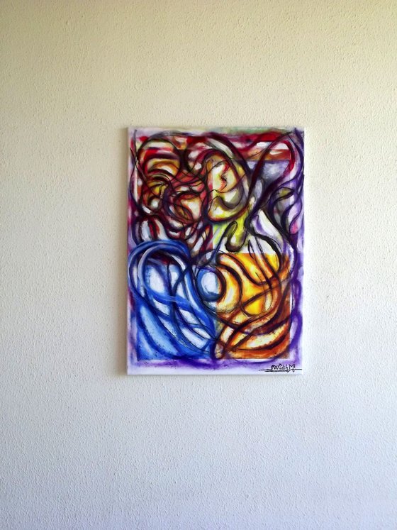MULTIPLICITY - Face combination - Abstract painting - 70x50 cm