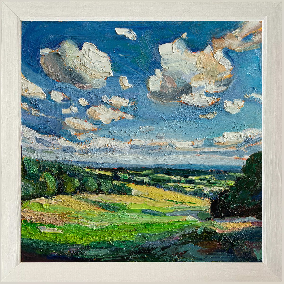 Impressionistic Landscape Oil Painting By Daria Zavadenko, 14 X 14, Summer Day, Original Artwork