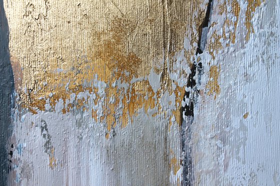 "Flow 1" Abstract blue and gold acrylic art