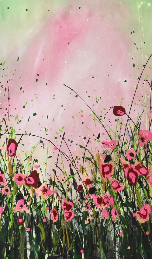 A Delight #2 - Large  floral landscape by Cecilia Frigati