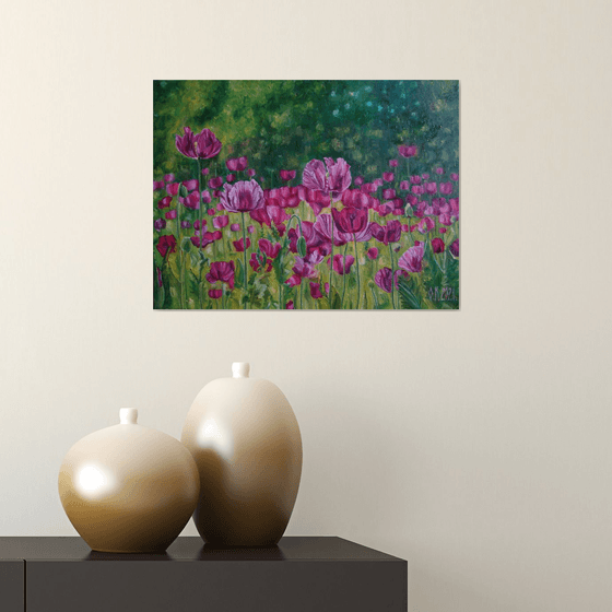 Field of pink poppies