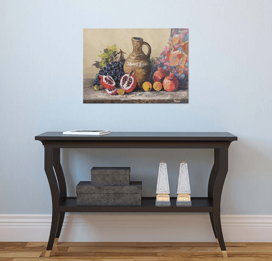 Clay Jug and Autumn Fruits