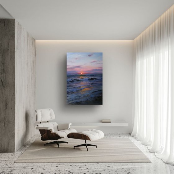 "The sun falling asleep in the waves"