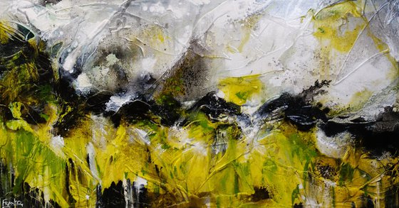 Lime Tonic 190cm x 100cm Green Textured Abstract Art